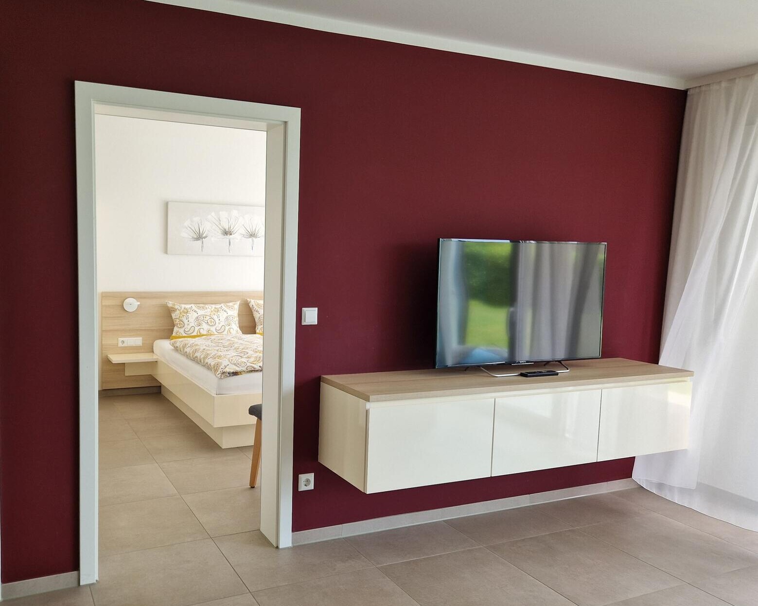 Entertainmentbereich Wohnbereich der Ferienwohnung Appartement in Langenargen am Bodensee