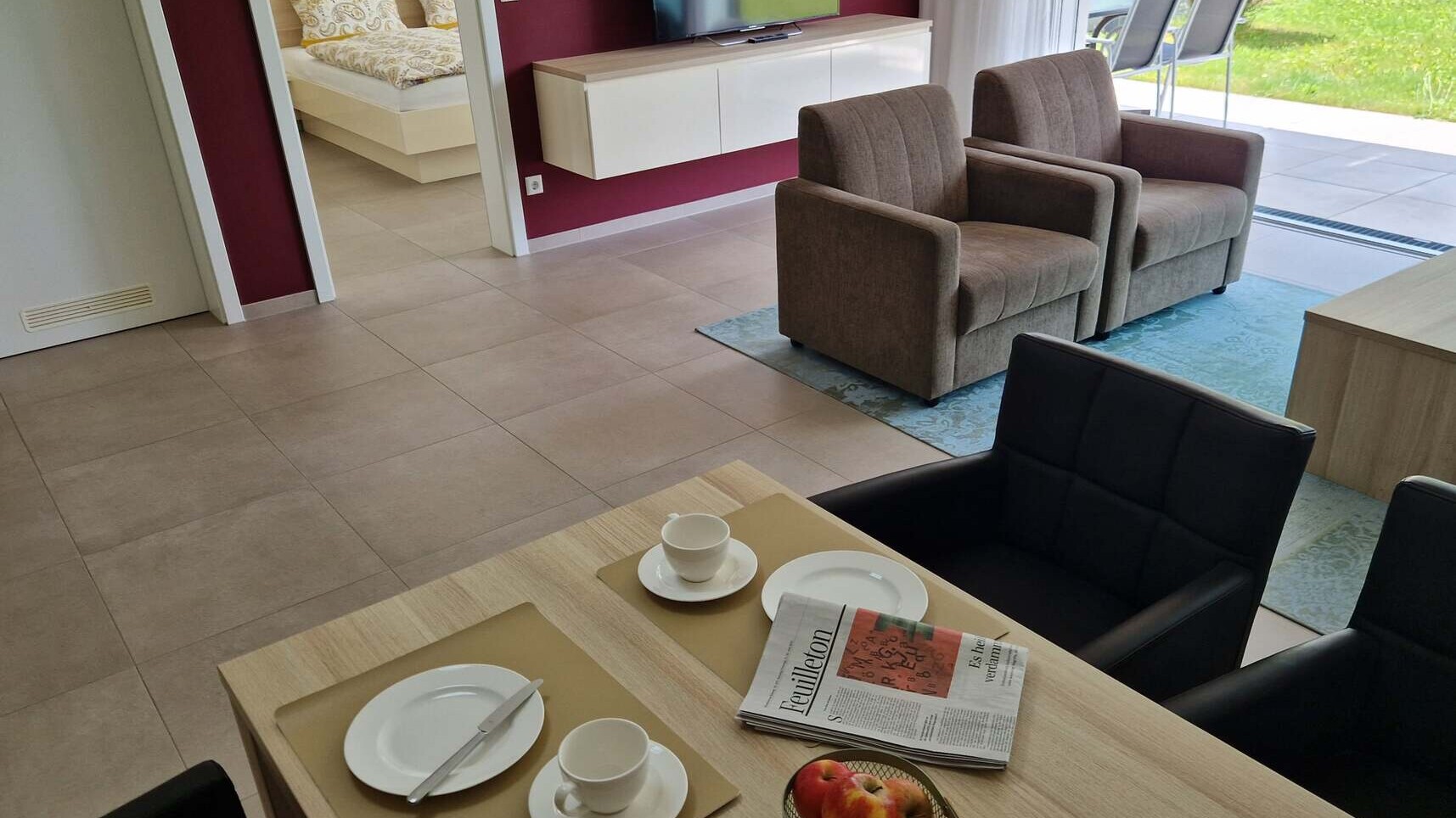 Ess- und Wohnbereich der Ferienwohnung Appartement in Langenargen am Bodensee