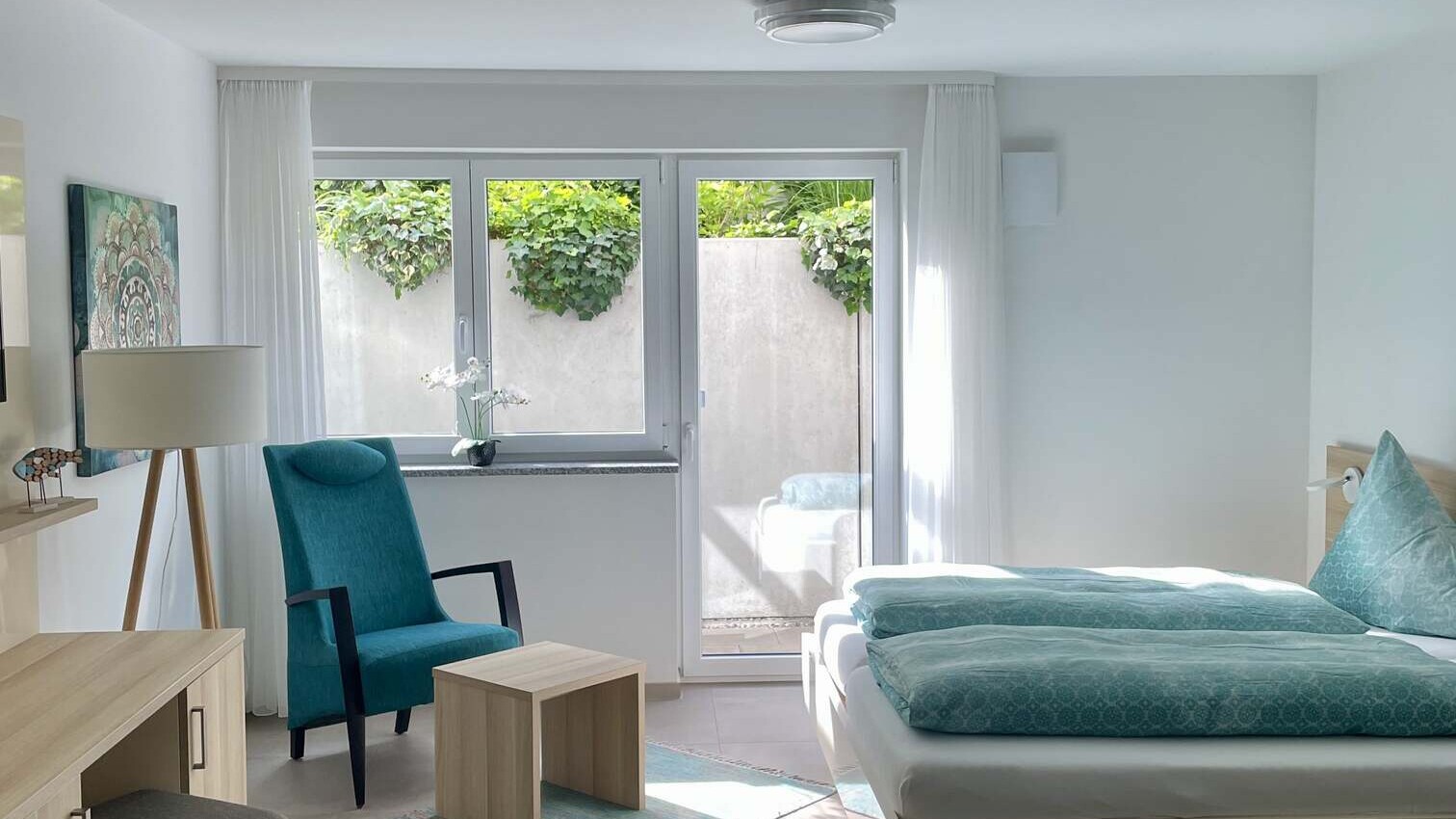 Wohnbereich der Studio Ferienwohnung in Langenargen am Bodensee